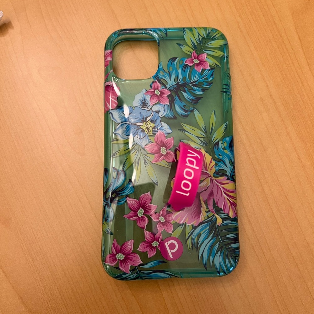 Loopy Cases i11/i10 Clear Sea Glass Floral 6.1 Lefty Phone Case with Storage Bag - Picture 2 of 7